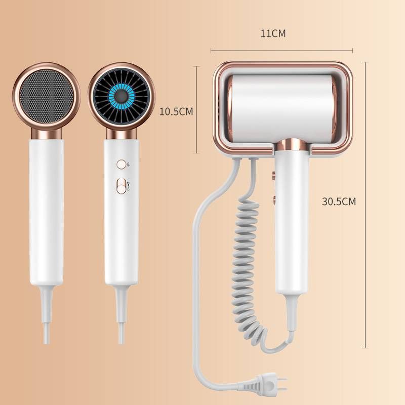 Asciugacapelli da parete - Motore CC da 2000 W con 3 velocità e protezione da surriscaldamento per hotel/spa (bianco/grigio)_voghion.com