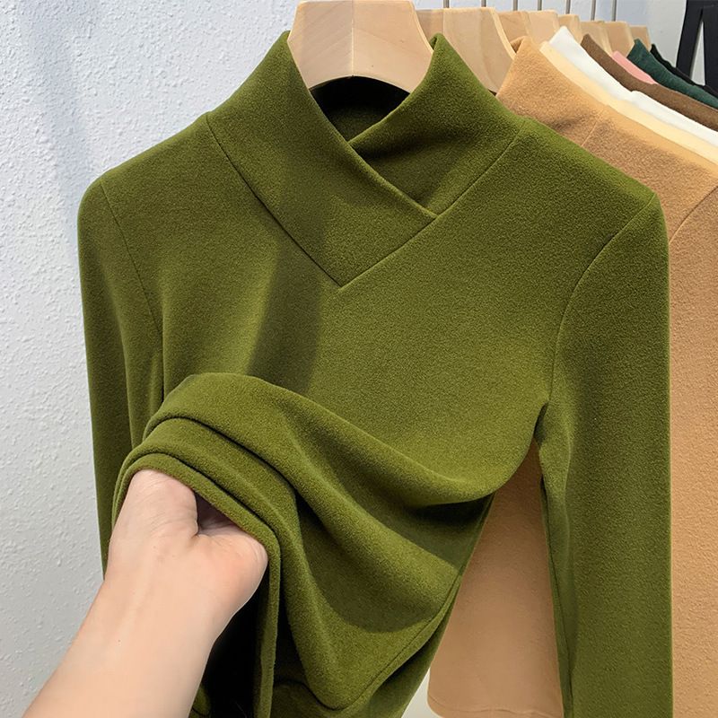 Doppellagiges Thermo-Oberteil aus Fleece für Damen – ultraweiche Basisschicht mit Rundhalsausschnitt und langen Ärmeln, dehnbar und warm, schmale Passform, unverzichtbar für Herbst/Winter_voghion.com