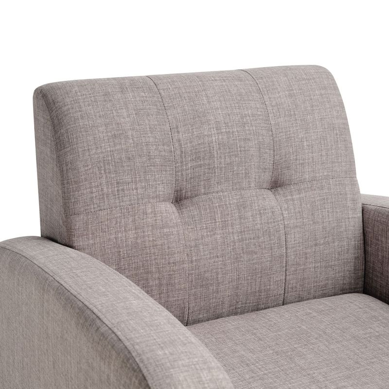 Mid-Century Modern Fabric Accent Armchair Single Sofa With Rubber Wood Legs For Living Room_voghion.com