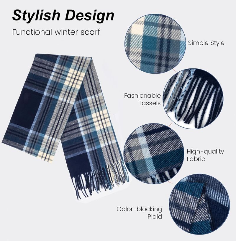 Women Men Classic-Red Black-Plaid-Winter-Scarf - Soft Warm Cold Weather Scarves With Tassels_voghion.com