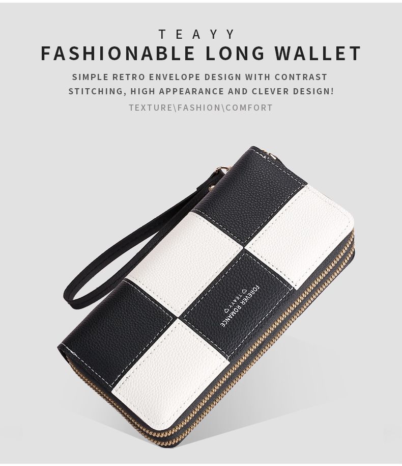 Multi-color Optional Girls' Long Wallet, Wallet In Hand, Women's Three-color Splicing Zipper, Mobile Phone Bag, Wallet, Wallet_voghion.com