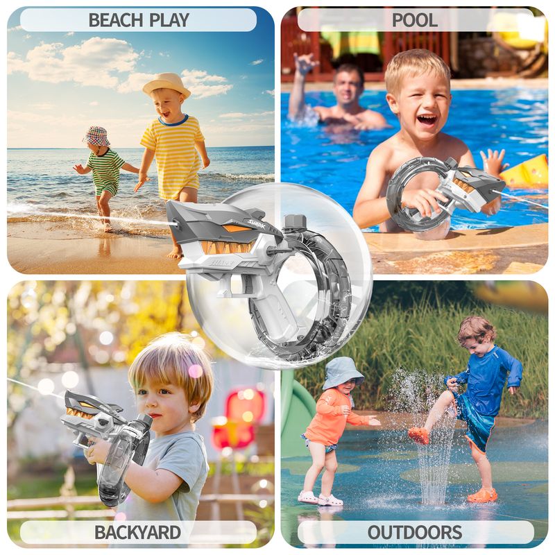Neue elektrische Hai-Wasserpistole mit schwarzer Technologie, große Kapazität, vollautomatische Dauerwasserpistole, Sommerspielzeug für Kinder_voghion.com
