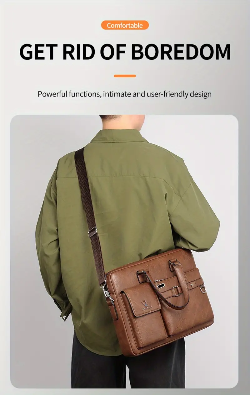 Sac à main d'affaires de luxe léger sac à bandoulière pour ordinateur de voyage d'affaires de grande capacité pour hommes sac à bandoulière en cuir imperméable pour hommes_voghion.com