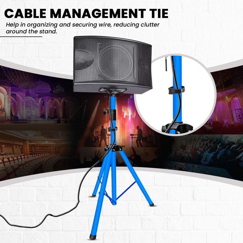 5 Core Speaker Stand Tripod Pair Floor Adjustable Up To 48 Inch DJ Studio Monitor Stands Short Pole Mount - SS HD 2PK SKY BLU 4FT BAG_voghion.com