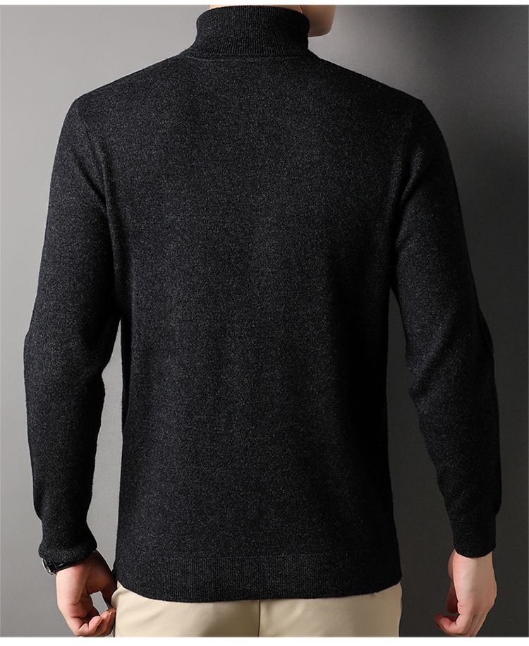 Maglione di lana per uomo autunno e inverno, abbigliamento maschile di mezza età, maglione di base lavorato a maglia multicolore, maglione a collo alto con interno in lana_voghion.com