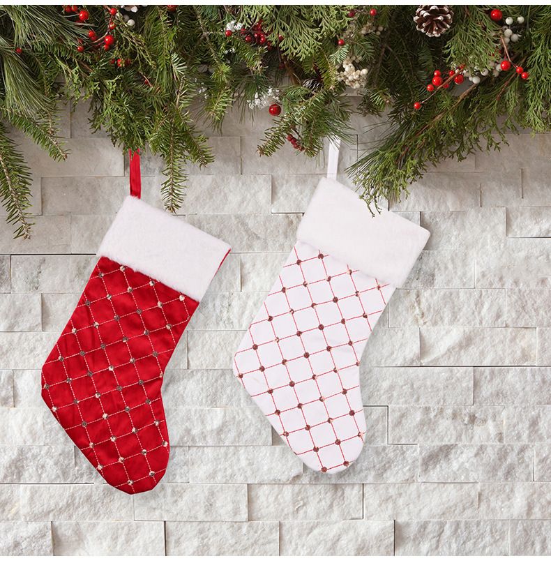 Home & Garden New Christmas Decoration High-end Christmas Stocking Red Christmas Stocking Gift Bag Tree Hanging Gift Socks_voghion.com