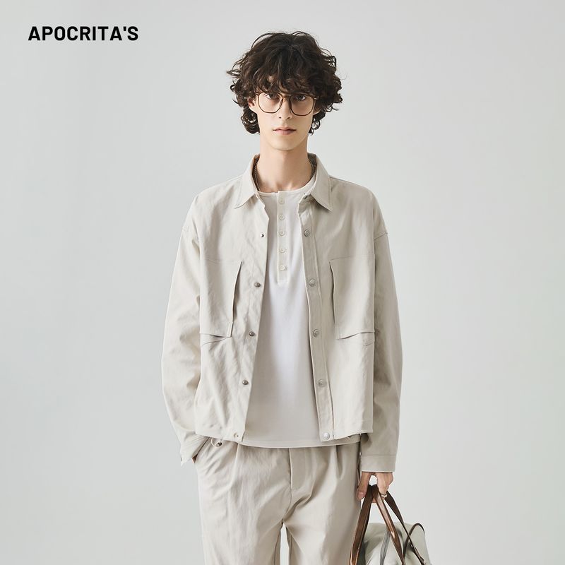 Abbigliamento APO | Giacca casual versatile con colletto rovesciato e ampia da uomo, collezione autunno 2025 American High Street_voghion.com