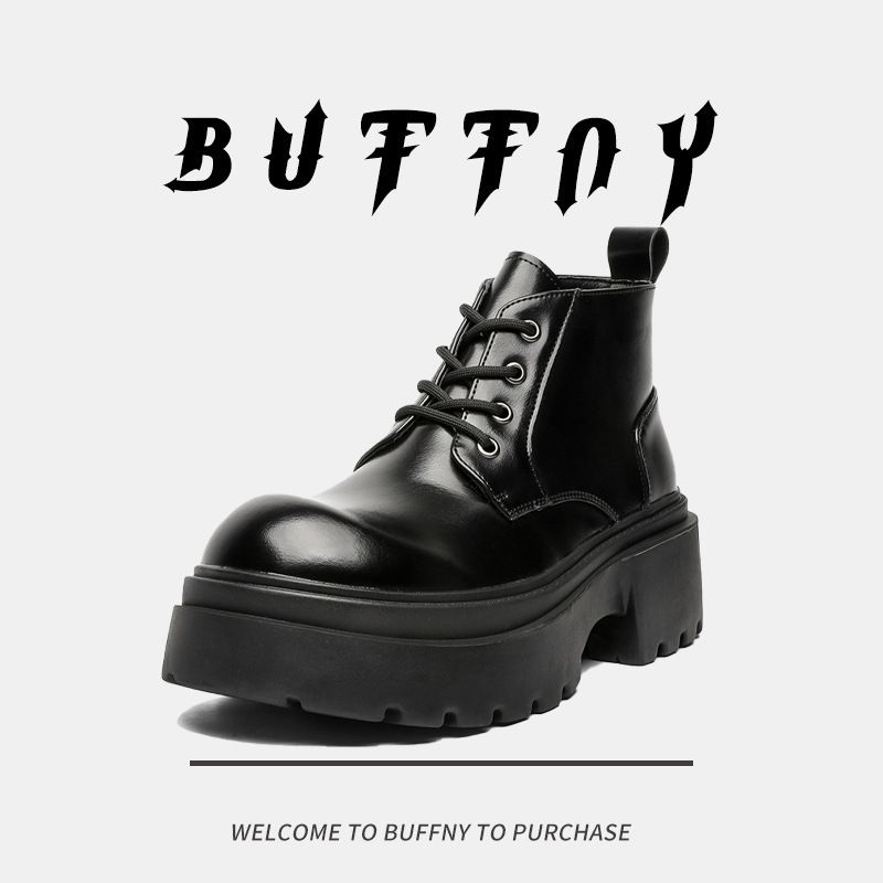 Lace-up High-top Thick-soled Heightening Men's Boots Fleece Short Boots Tooling Boots Martin Boots_voghion.com