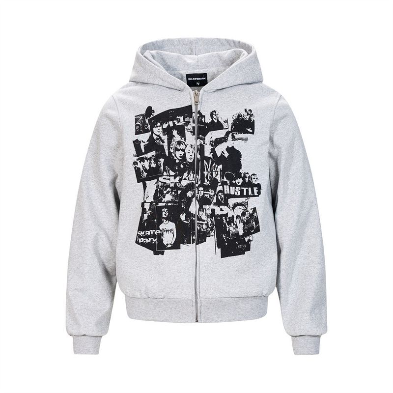 Kapuzen-Strickjacke mit Rock-Charakter-Print für Herren, Herbst, lockere High Street, trendige Ins, lässige Hoodie-Oberbekleidung_voghion.com