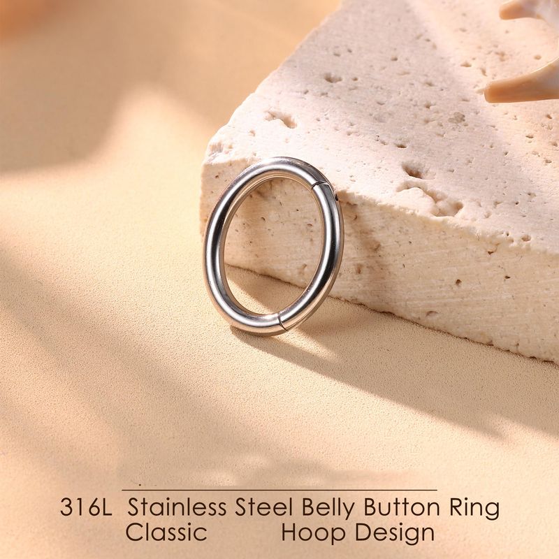 Piercing per ombelico in acciaio inossidabile 14G con clicker per donna, piercing per ombelico, setto nasale rotondo, 6-14 mm_voghion.com
