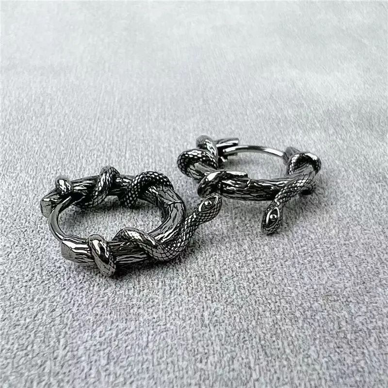 New Punk Style Zodiac Snake Wrapped Tree Vine Personality Hip Hop Design Sense Ear Cuffs Earrings_voghion.com