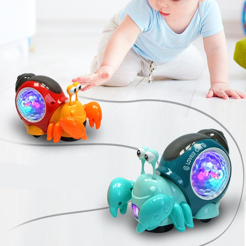 Children Toys Crawling Crab Walking Dancing Electronic Pets Robo Hermit Crab Snail Glowing With Music Light Baby Toddler Toy(1pcs)_voghion.com