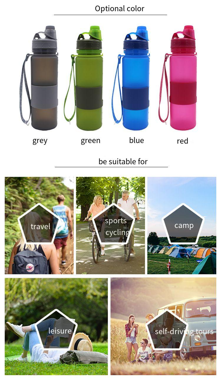 Large capacity rotary lid sealed kettle silicone folding outdoor water bottle mountaineering daily necessities_voghion.com