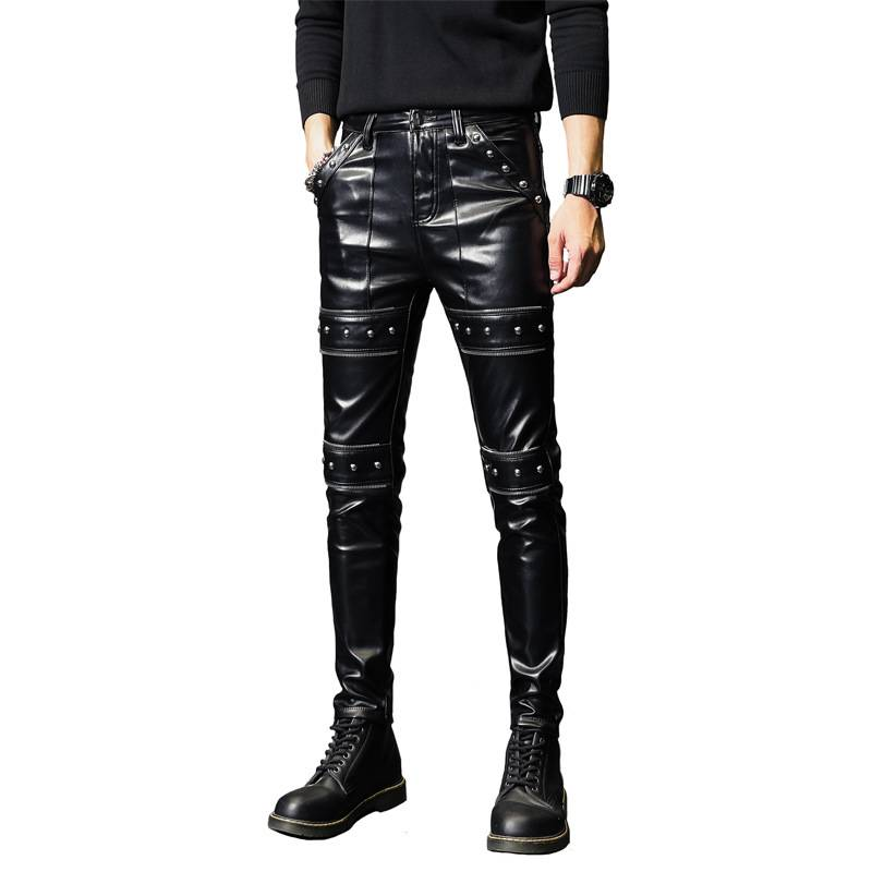 Herenkleding leren broeken mode strakke trendy broeken herenbroeken_voghion.com