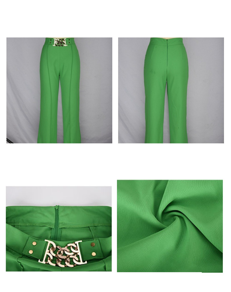 Women's Clothing new elegant solid color slightly elastic drape high waist slim trousers casual trousers women's wide leg trousers_voghion.com