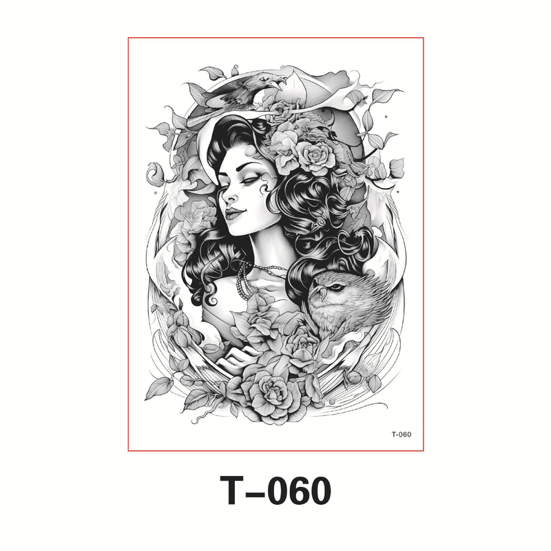 Accessoires de tatouage, nouveaux autocollants de tatouage noirs et blancs, imperméables et durables, autocollants de tatouage de personnalité féminine avancés pour bras sexy_voghion.com