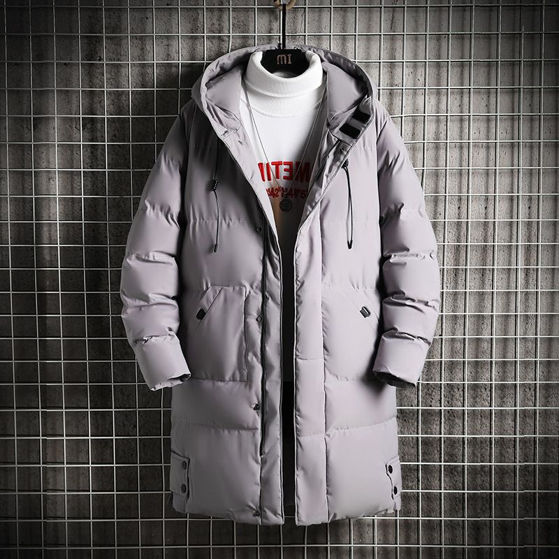 Übergroßer Wintermantel mit Kapuze für Herren mit dicker Polyesterfaserfüllung, langer Freizeitparka für kaltes Wetter (Grau/Schwarz/Grün)_voghion.com