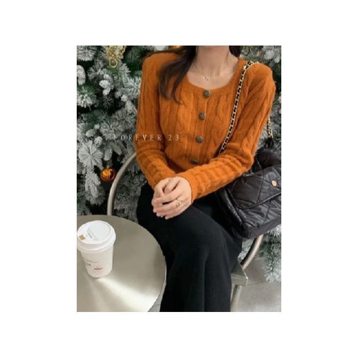 Damen-Strickjacke mit quadratischem Ausschnitt, dünn, langärmlig, vorne offen, lässig, kurzes Oberteil, trendige Mode_voghion.com