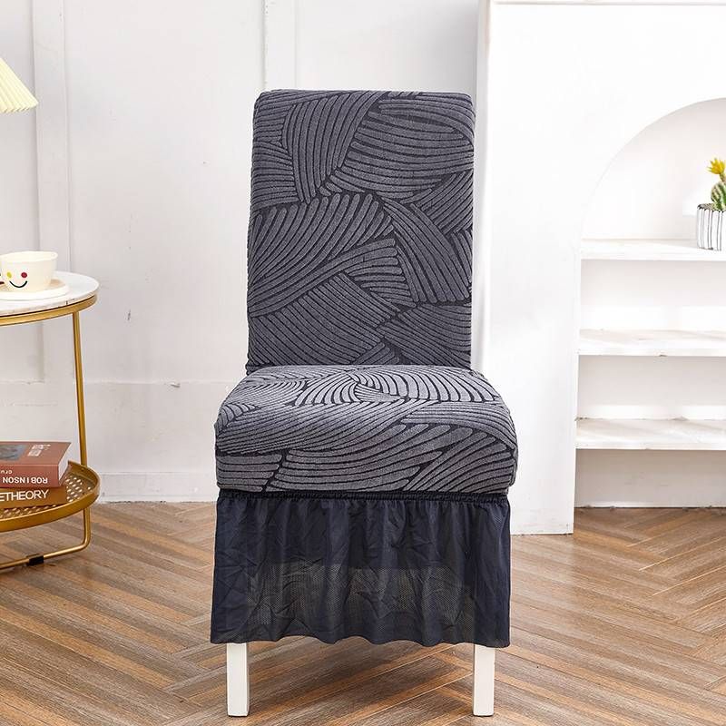 Coprisedia invernale a copertura totale – Design con gonna elastica spessa, motivo a onde solide per sedie da pranzo e da ufficio_voghion.com