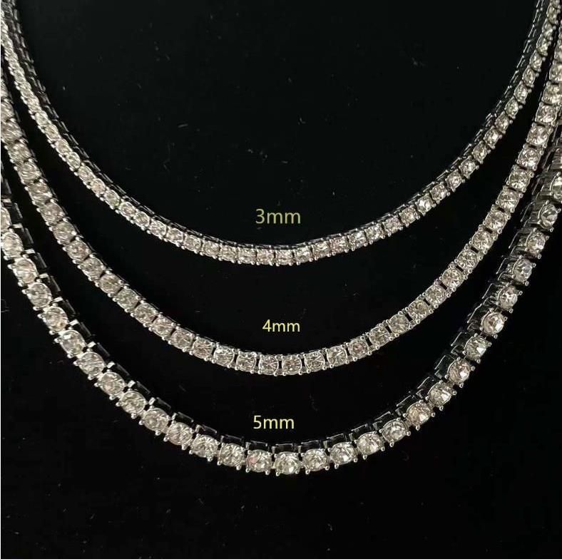 Men Fashion Hip Hop Punk Cuban 1-Row Bling Crystal Diamond 3MM/4MM/5MM Cuban Link Chain Tennis Long Chain Necklaces Jewelry Safety Watch-Clasp_voghion.com
