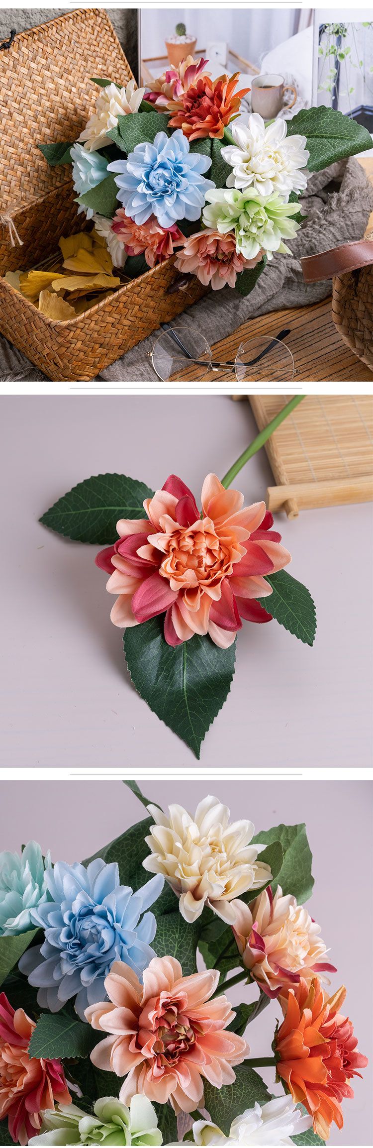 Grenseoverskridende Xiaolihua kunstig blomst av én gren, produsent av hjemmedekorasjonsbukett med roser, kunstig blomst til veggen GF15538-2_voghion.com