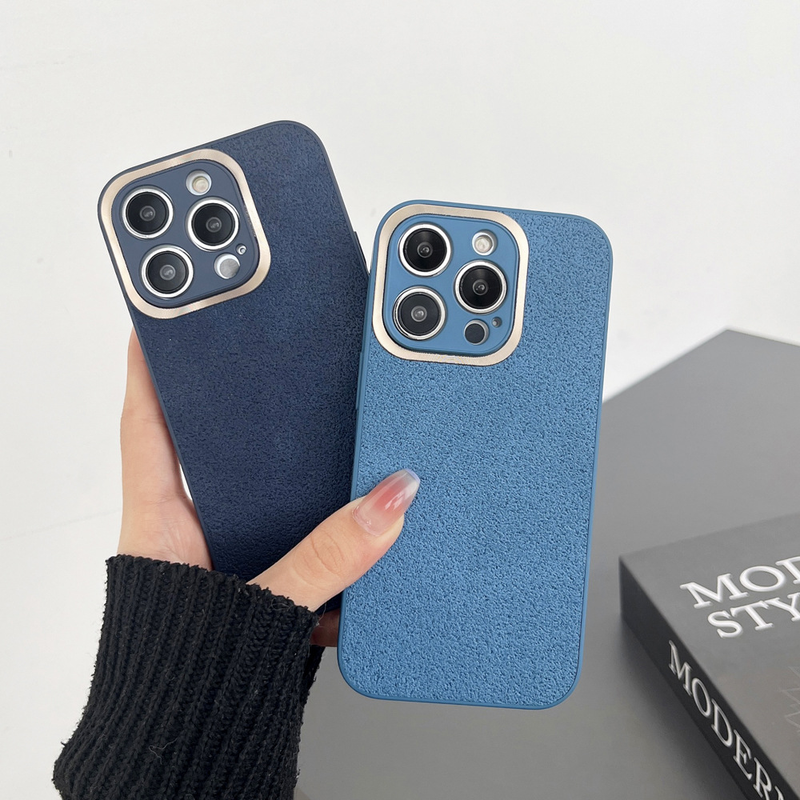 Υφή δέρματος σε σχήμα φεγγαριού κατάλληλη για θήκη κινητού τηλεφώνου iPhone 14, μεταλλικός φακός Apple 13 Promax 12, αντιολισθητικός 11, μονόχρωμος XR_voghion.com