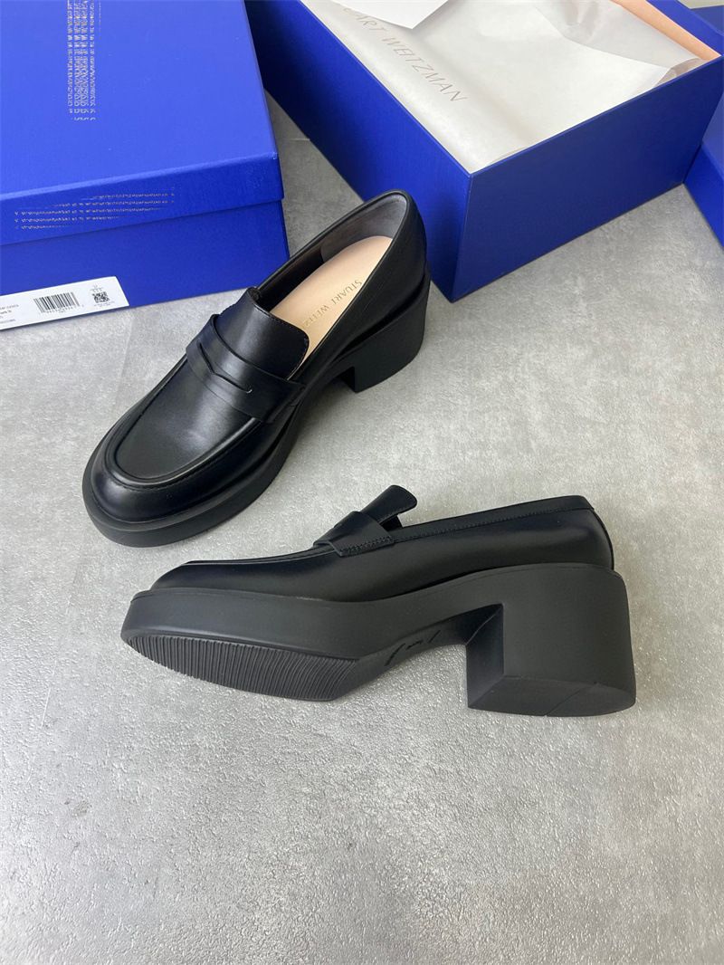 Original High Round Toe, Soled Loafers, Deep Mouthed, One Step Raised, Legs Visible, Long Single Shoes, Women's Thick_voghion.com