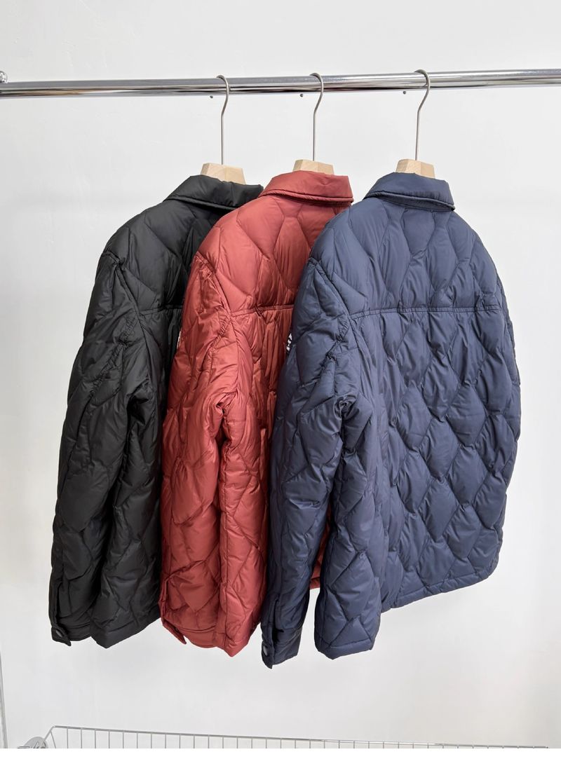Men's Lightweight Down Jacket With Shirt Collar, 90% White Duck Down, Slim Fit Casual Coat For Autumn & Winter_voghion.com