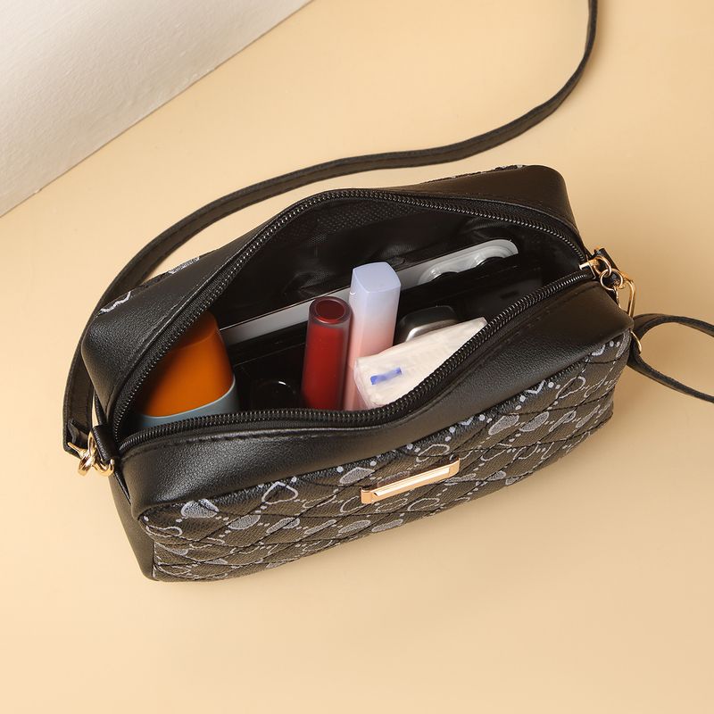 Borsa a tracolla da donna in materiale PU, semplice, alla moda, casual, adatta a tutti gli abbinamenti, con stampa d'amore e personalità._voghion.com