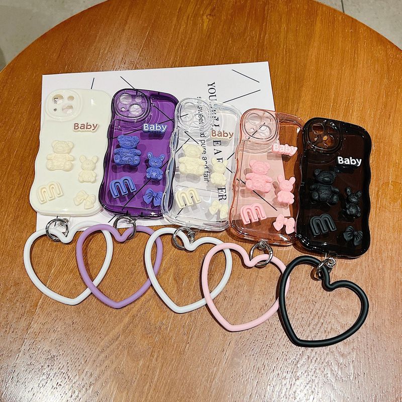 Applicable to Huawei Honor 80 wave air cushion BABY bear phone case P60PRO Bubble Drop-resistant rabbit love bracelet_voghion.com