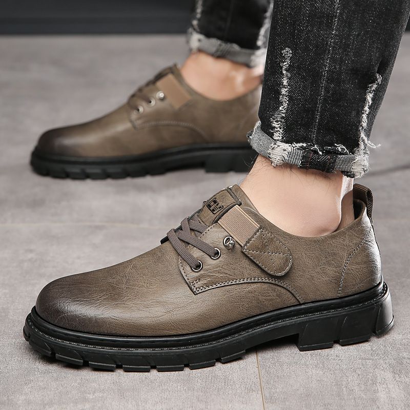 Spring New Breathable Casual British Style Work Non-Slip Soft Sole Business Men's Leather Shoes_voghion.com