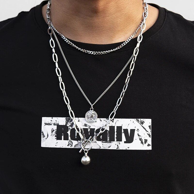 Klaar voorraad schattige eenvoudige ketting k slot hanger vrouwen zilver kleur mode goth sieraden feest punk maxi collier lange ketting cadeau_voghion.com