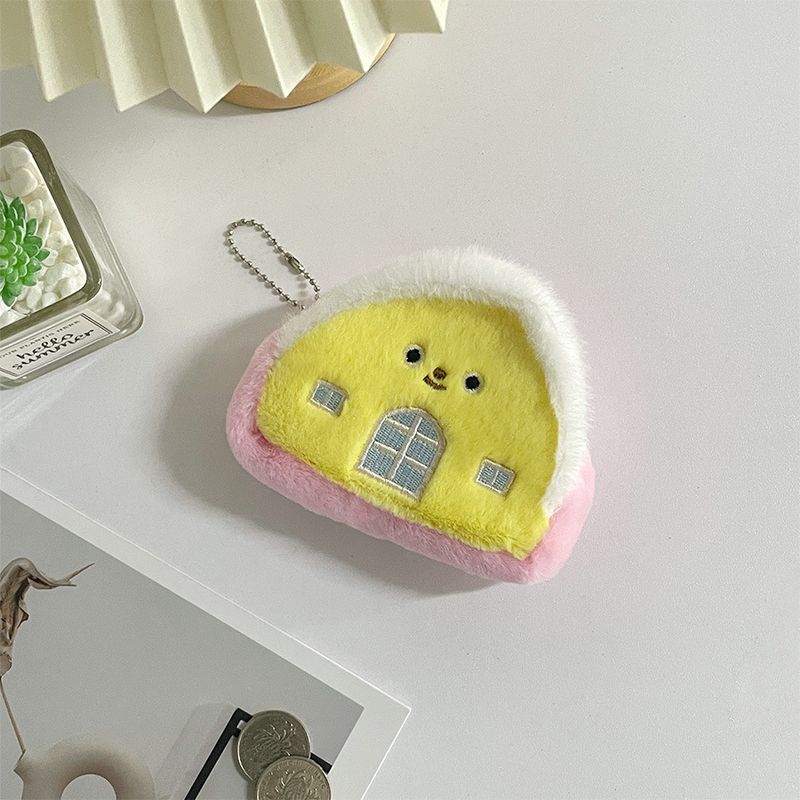 Porte-monnaie créatif en peluche pour petite maison, sac de rangement pour pièces de monnaie, petites cartes, articles divers, porte-clés, pendentif, accessoires pour sac d'école_voghion.com