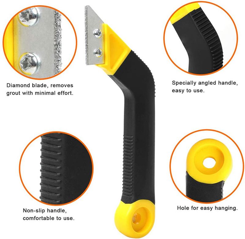 9-Piece Grout Tool Set For Doors, Windows & Floors - 6 Sizes Grout Removal Scraper, Cleaning Knife & Saw Blades With Ergonomic Handles_voghion.com