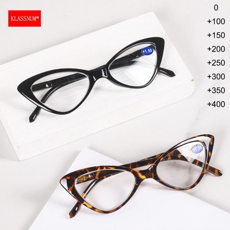 Nuovi arrivi da donna Cat Eye Anti Blue Light Lente di ingrandimento per computer con montatura leopardata nera e occhiali da lettura_voghion.com
