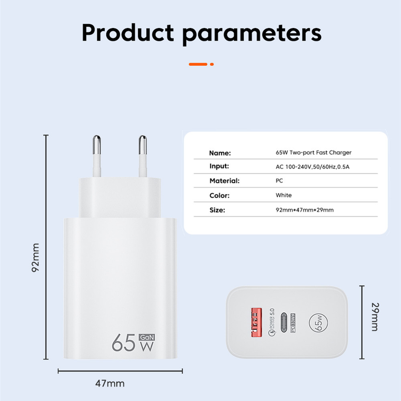 65W GaN USB-laturi pikalataus PD C-tyypin laturin virtasovitin sopii iPhone 14 13 Xiaomi Samsung pho_voghion.com