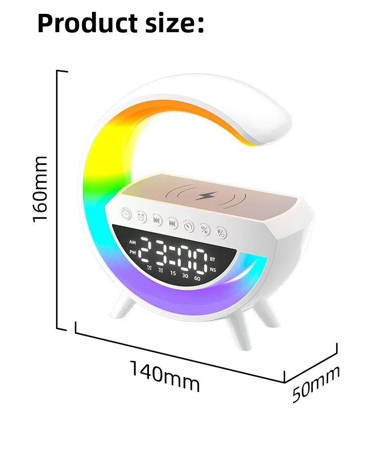 Nouvelle enceinte Bluetooth Small G - Compatible avec la recharge sans fil des téléphones et montres, avec éclairage d'ambiance, réveil intégré et fonction haut-parleur_voghion.com