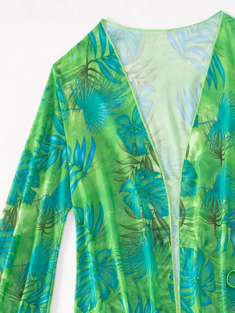 Badekleeder Fraen Split Dräi-Stéck Laangärm Blouse Internet Promi Riemen Bikini_voghion.com