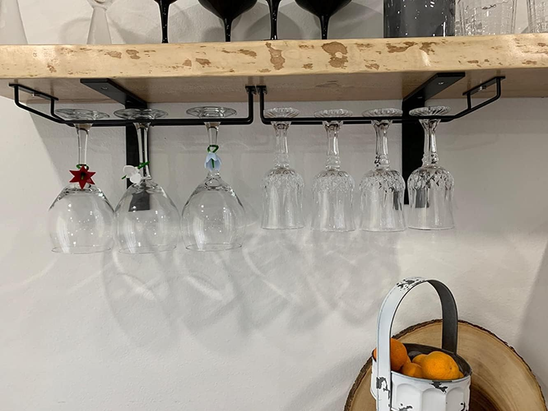 13,7 Zoll schwarzer Weinglashalter, unterer Weinglashalter für den Schrank, Kelchhalter aus Edelstahl – hängender Kelchhalter für die Küchenbar im Schrank_voghion.com
