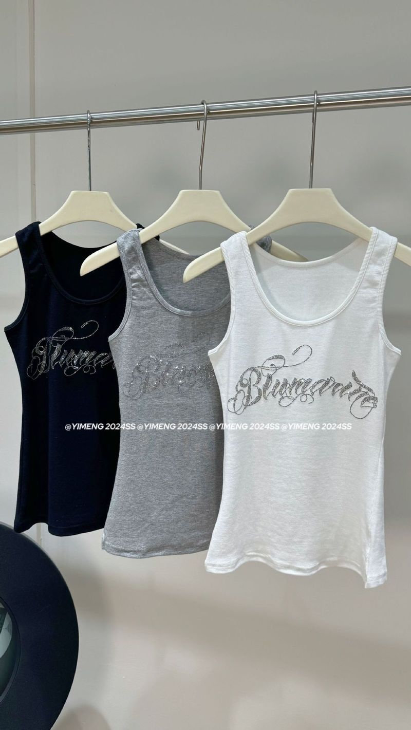 Blumari*, canotta sexy da ragazza hot, versione alta, con lettere in strass, gilet interno aderente per abito da donna_voghion.com