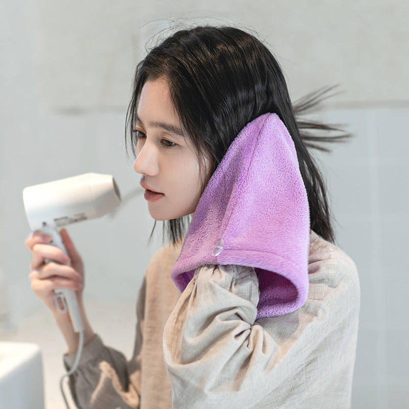 Trocknendes Haartuch, trockene Haarkappe, Mikrofaser-Haartrocknungswickel, stark wasserabsorbierend, dreieckiger Duschhut, zum Abwischen der Haare_voghion.com