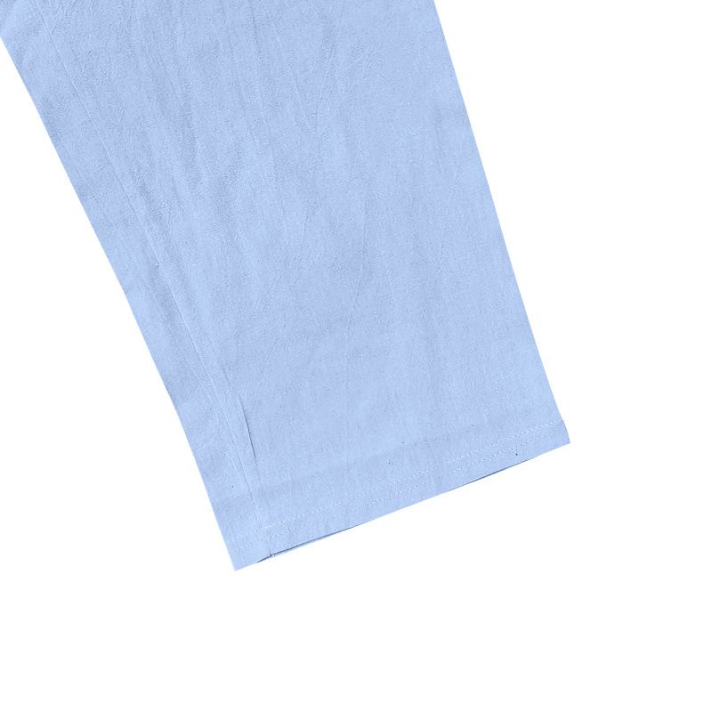 Neue Herrenhose aus Baumwolle und Leinen in Übergröße mit lockerer, einfarbiger, lässiger Schnürhose_voghion.com
