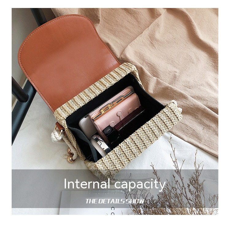 New Women's Bag Korean Fashion Lock Straw Bag Casual Handheld Small Square Bag Woman_voghion.com