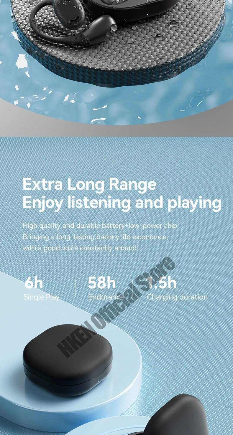 Ear Hook Sports Bluetooth Headphones, Wireless Earphones With Microphone, Secure Fit For Running Gym, IPX5 Sweatproof_voghion.com