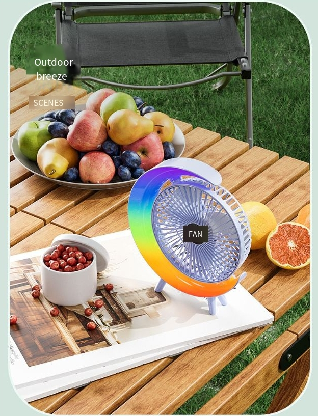 new desktop fan color marquee fan high wind USB charging circulation fan blowing fan_voghion.com