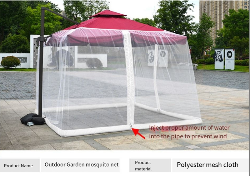 Enjoy the courtyard umbrella special mesh cover anti mosquito belt windproof weight water pipe square round Roman umbrella mosquito net_voghion.com