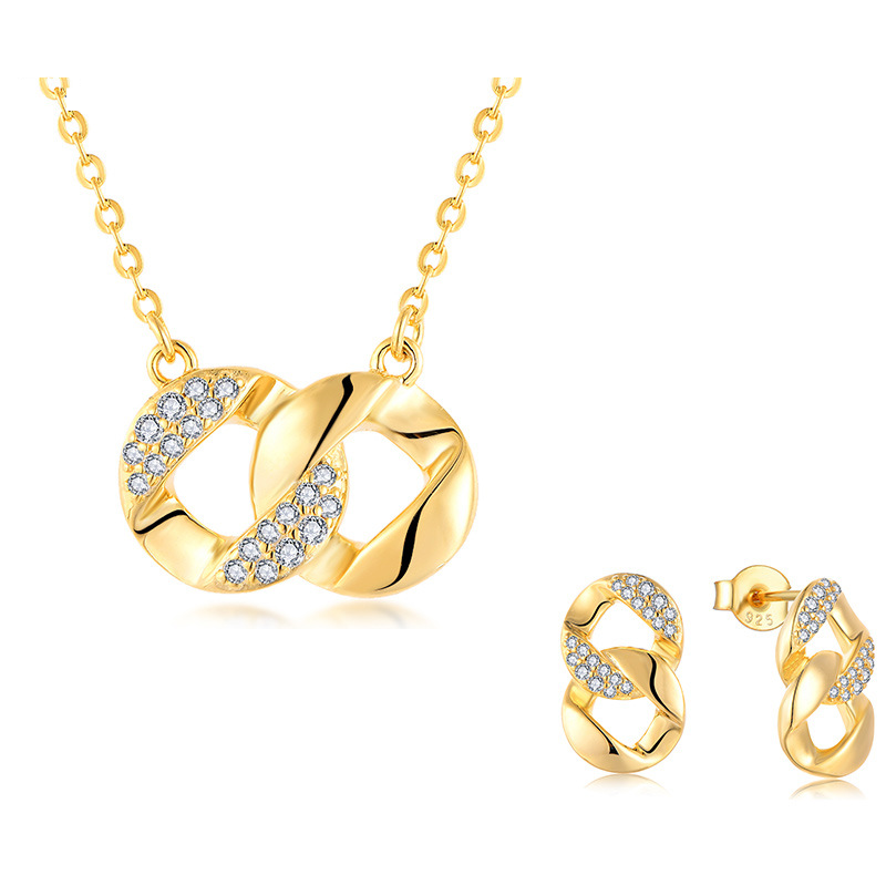 Mobius oorbellen, ketting en hangerset voor vrouwen, sterling zilver verguld met goud, licht sieraden_voghion.com