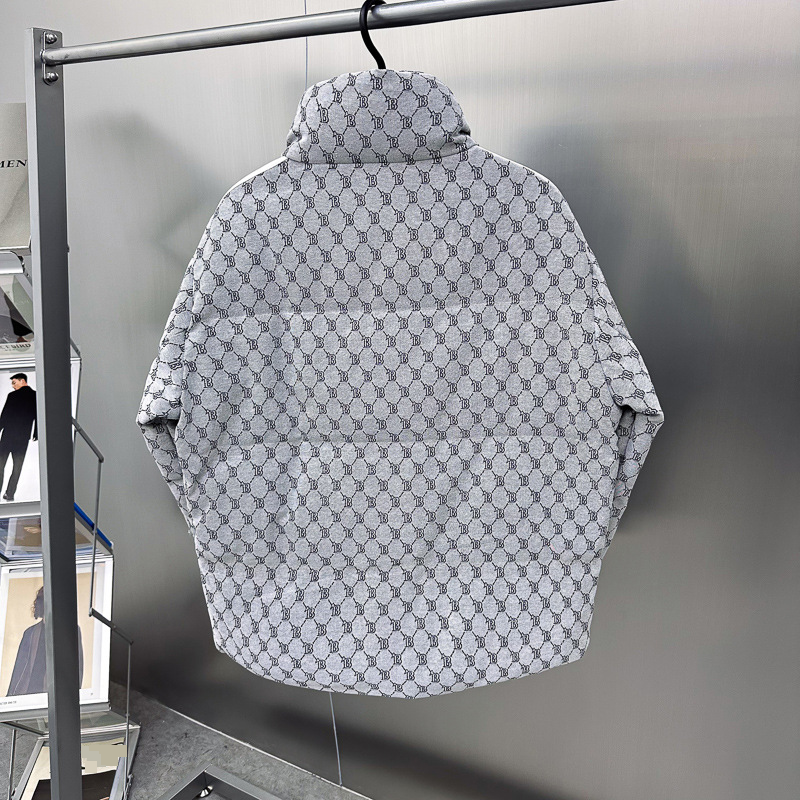 Men's Clothing Men's winter new down letter jacquard stand collar down jacket bread down jacket men_voghion.com