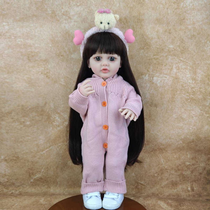 22 Zoll 55 cm Fertige süße Reborn Baby Girl Puppe mit vollem weichem Vinylkörper Lebensechtes Anziehspielzeug Geburtstagsgeschenk_voghion.com