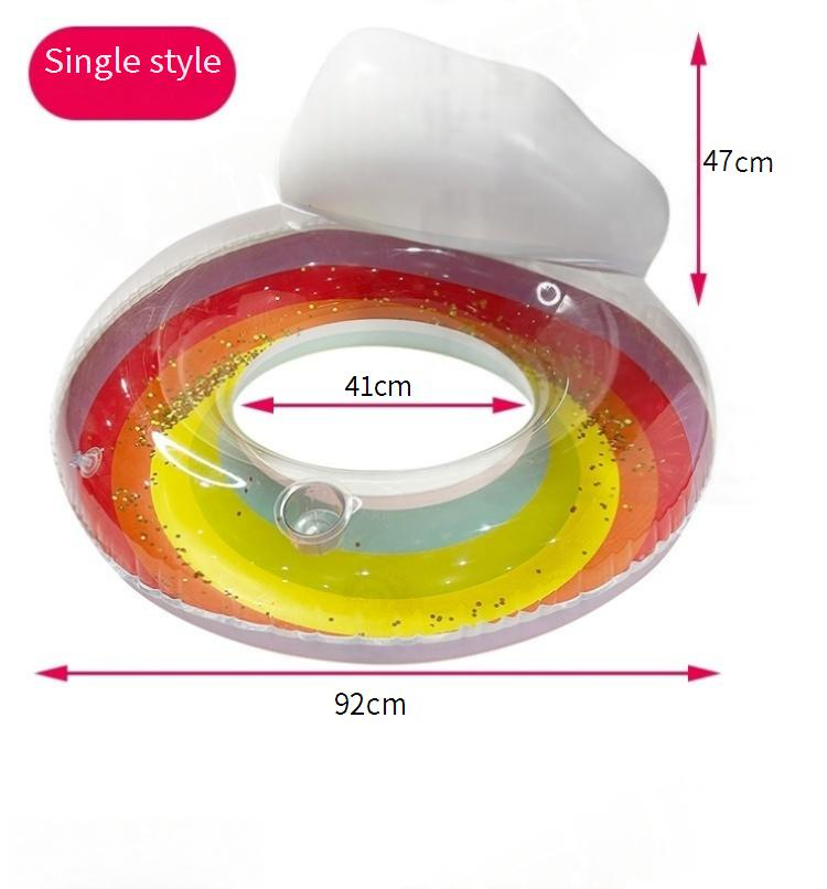 Glitter Rainbow Pool Float For Adults - Premium Transparent PVC Lounger With Backrest & Cup Holders (Heavy-Duty 600D 350lbs Capacity UV-Resistant)_voghion.com